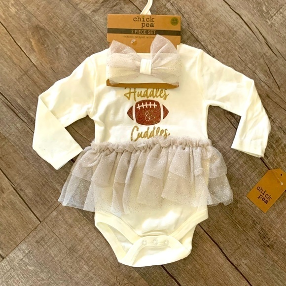 NWT Infant Chick Pea 2 Piece  Bodysuit & Headband Huddles and Cuddles - Picture 1 of 8